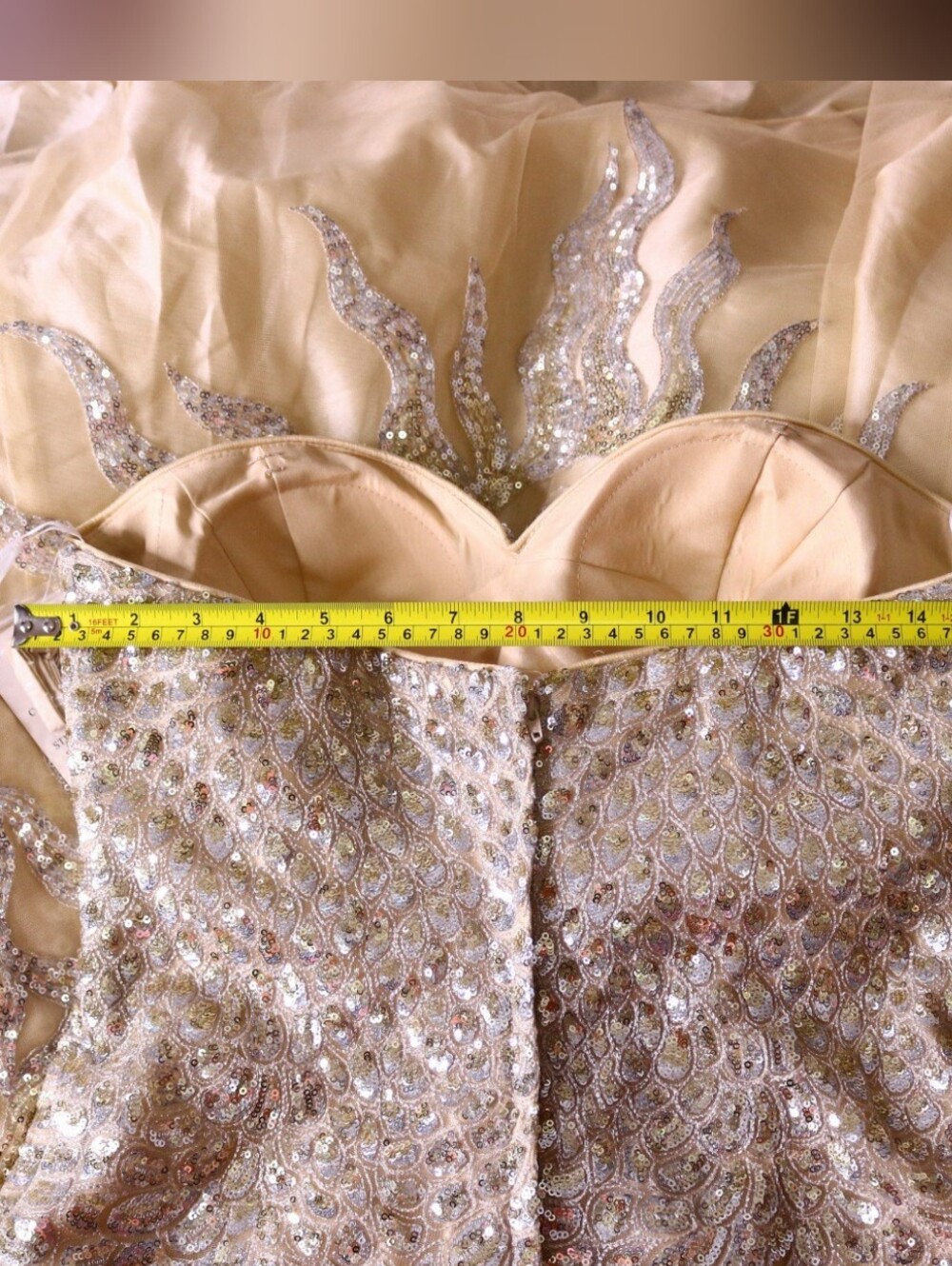 NWT Tony Bowls Gold Sequin Formal Gown Sz 10 Prom Wedding Pageant - Picture 11 of 16